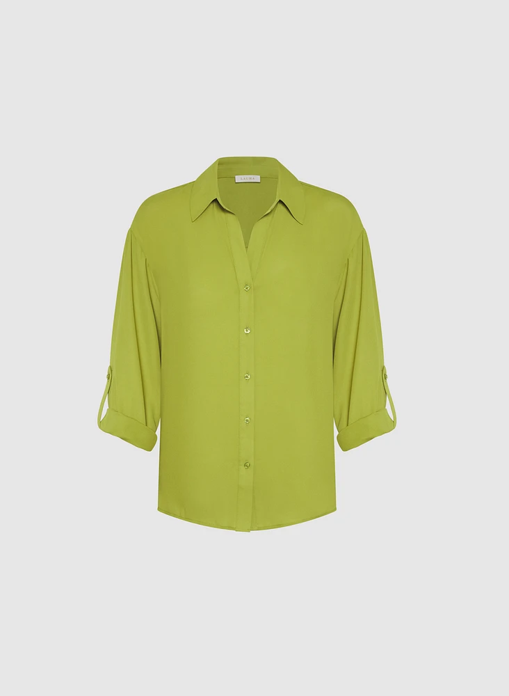 Blouse boutonnée en crêpe