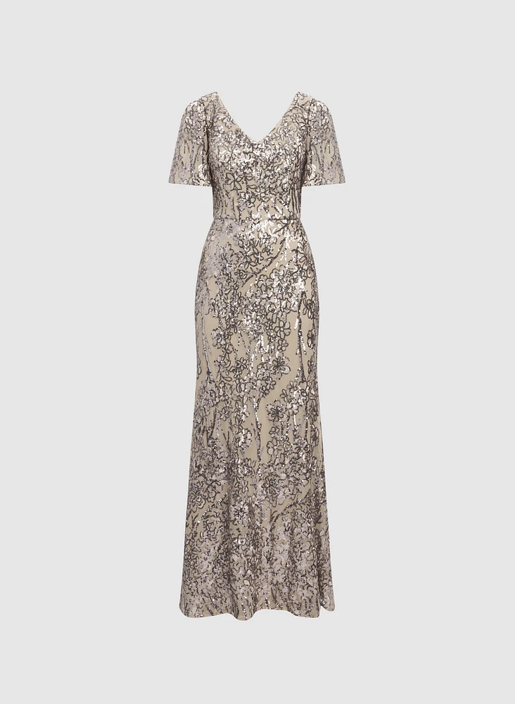Robe à motif floral en paillettes