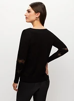 Lace Insert Long Sleeve Top