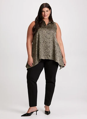 Sleeveless Animal Print Tunic & Slim-Leg Pants