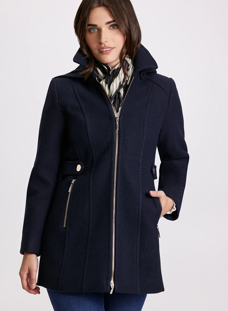 Manteau en mélange de laine à capuchon