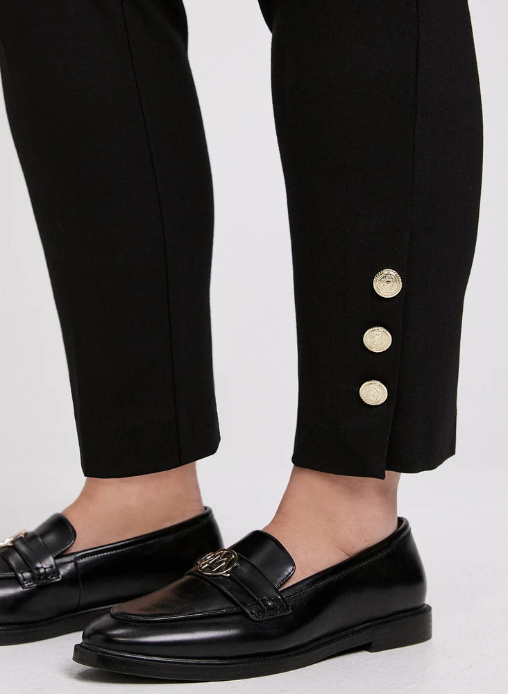 Sofia Button Detail Slim-Leg Pants - Regular