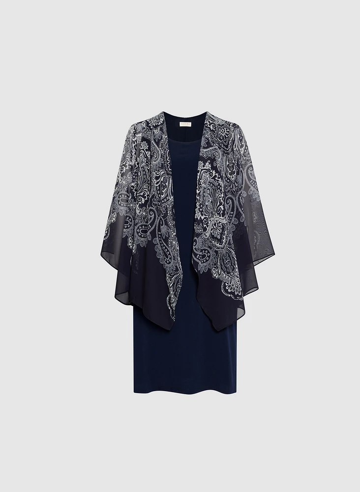 Paisley Print Fooler Cardigan Dress