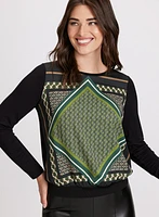 Geometric Print Long Sleeve Top