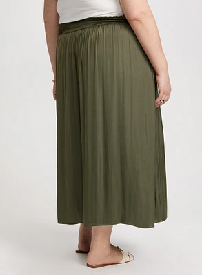 Smocked Waist Satin Maxi Skirt