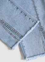 Stone Embellished Denim Capris