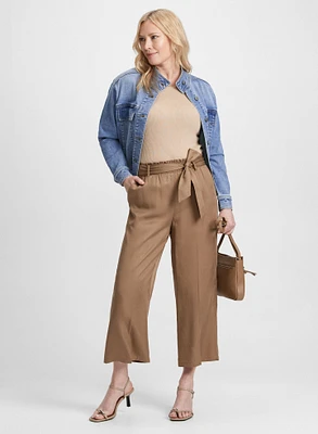 Veste en denim et capri à taille élastique 