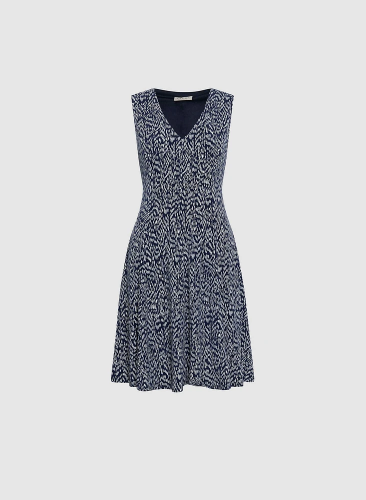 Abstract Motif Jersey Day Dress