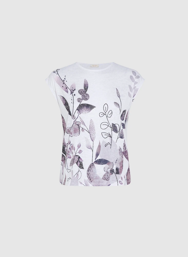 T-shirt chiné à imprimé floral