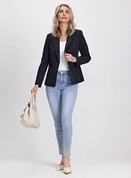 Notch Collar Suiting Jacket & Embroidered Slim-Leg Jeans