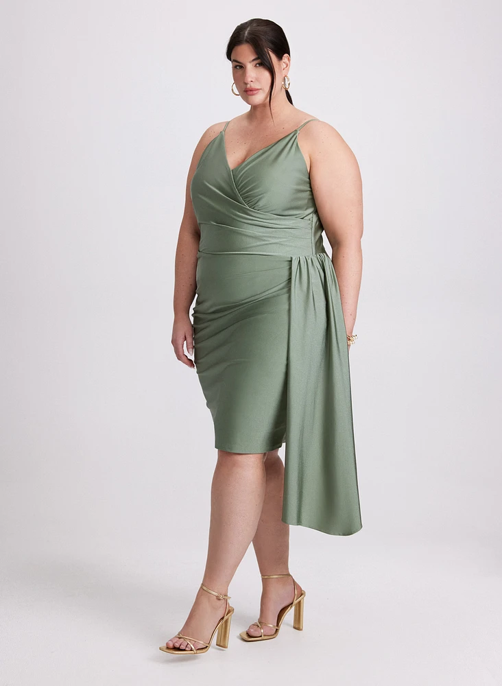 Flounced Front Satin Dress