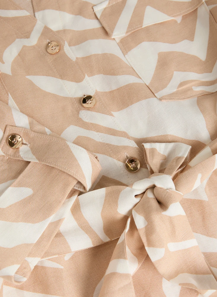 Robe boutonnée en mélange de lin