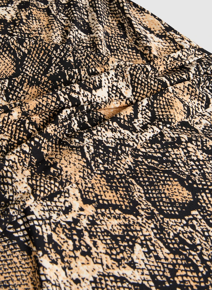 Gathered Snake Print Top