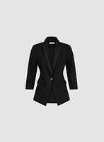 Blazer en lin avec point de broderie au col