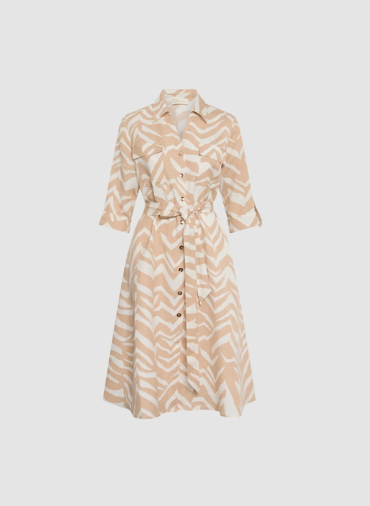 Robe boutonnée en mélange de lin