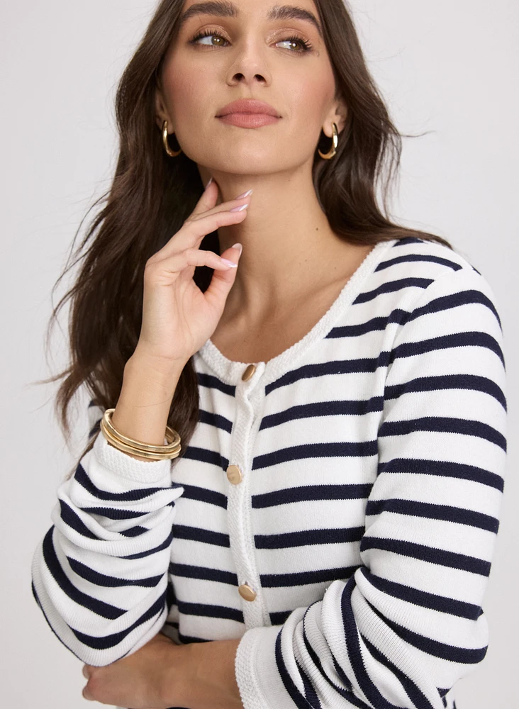 Cardigan en tricot rayé