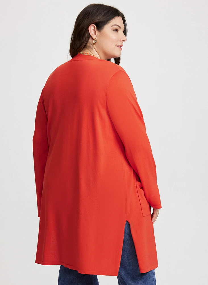 Lateral Slit Patch Pocket Cardigan