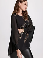 Floral Placement Print Blouse