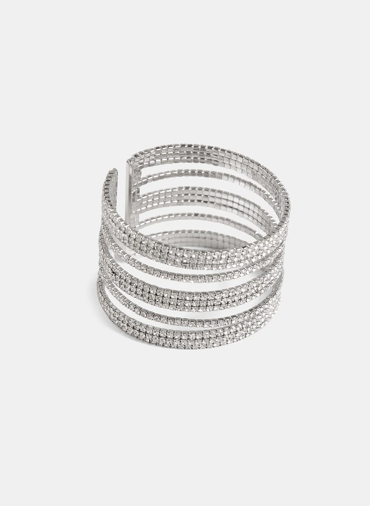 Multi-Row Crystal Cuff Bracelet