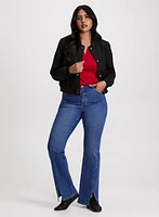 Twill Bomber Jacket & Flared Slit Jeans