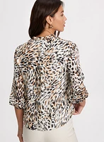 V-Neck Abstract Print Blouse