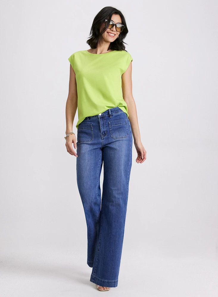 Metallic Button T-Shirt