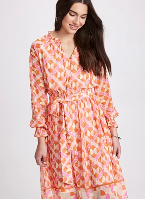 Robe en chiffon à motif géométrique