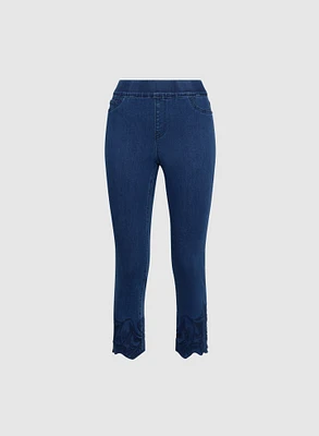 Embroidered Slim-Leg Jeans