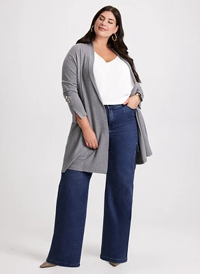 Open-Front Cardigan & Cargo Jeans