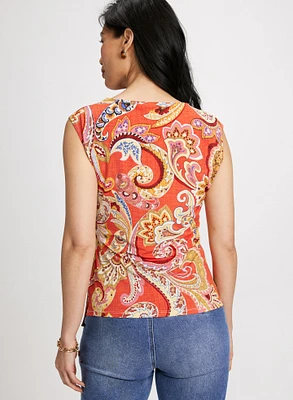 Tie-Waist Paisley Top