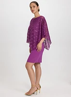 Sequined Lace Capelet Dress