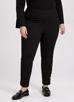 Sofia Button Detail Slim-Leg Pants - Regular