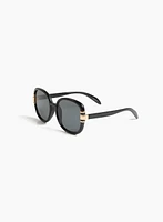 Metallic Detail Round Sunglasses