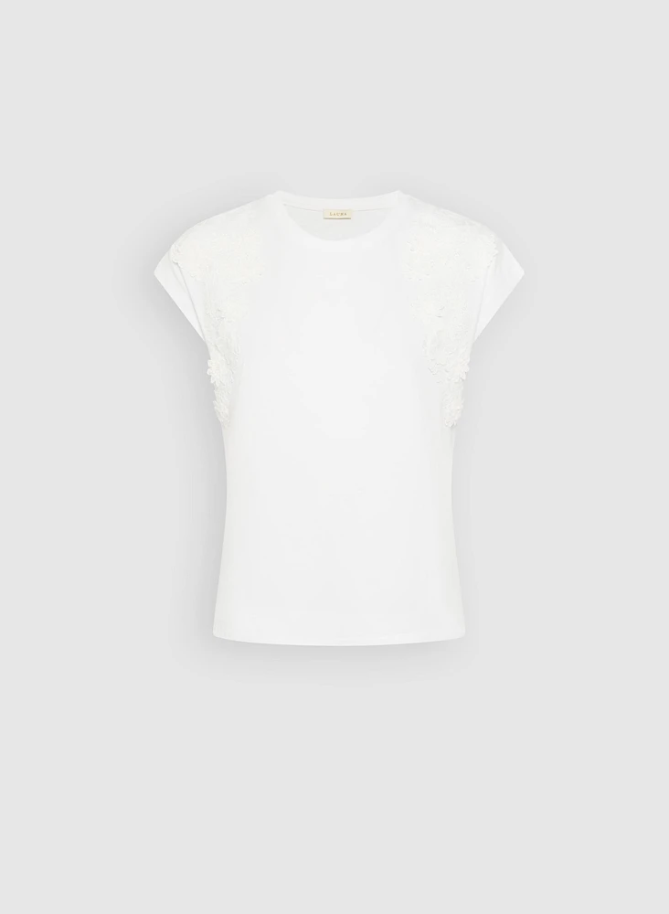 T-shirt à appliqués floraux