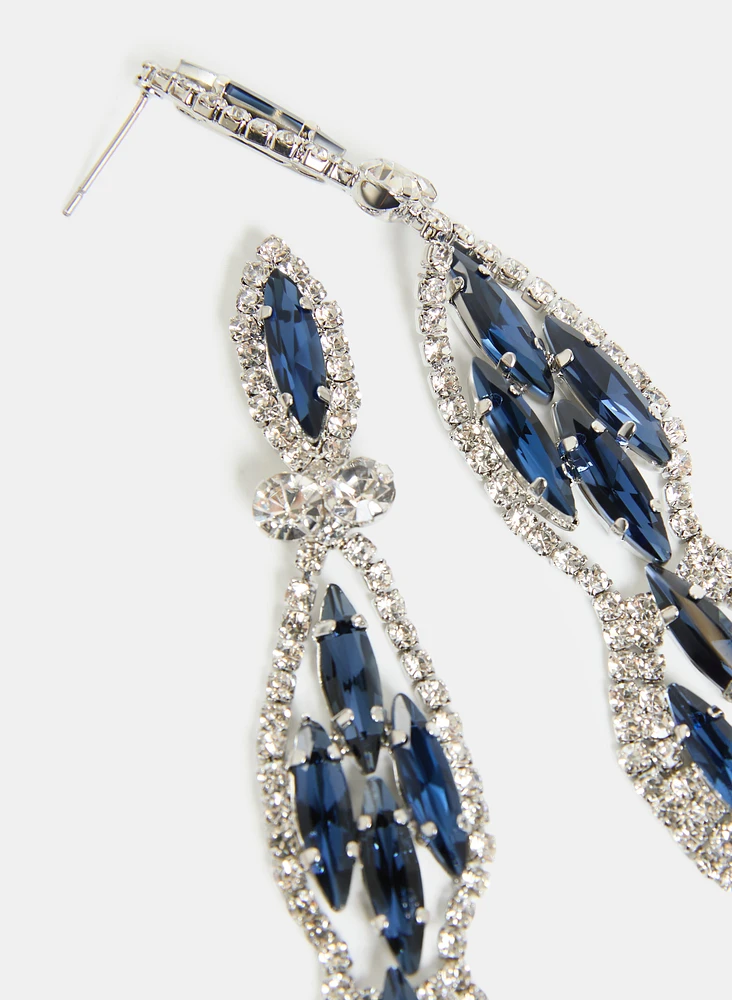 Tiered Linear Crystal Earrings