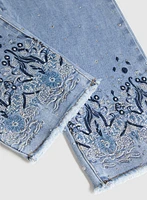 Capri en denim orné