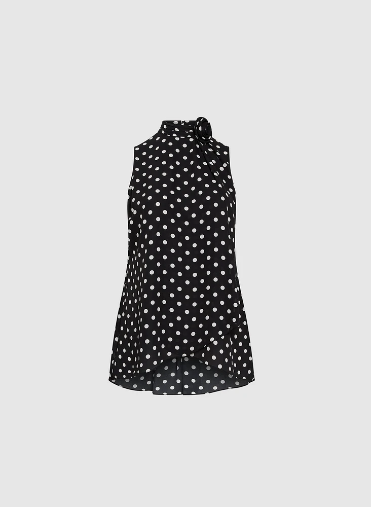 Blouse à pois col montant