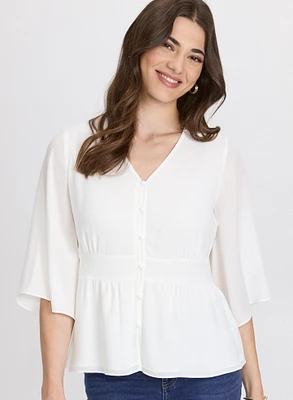 Blouse boutonnée à manches évasées