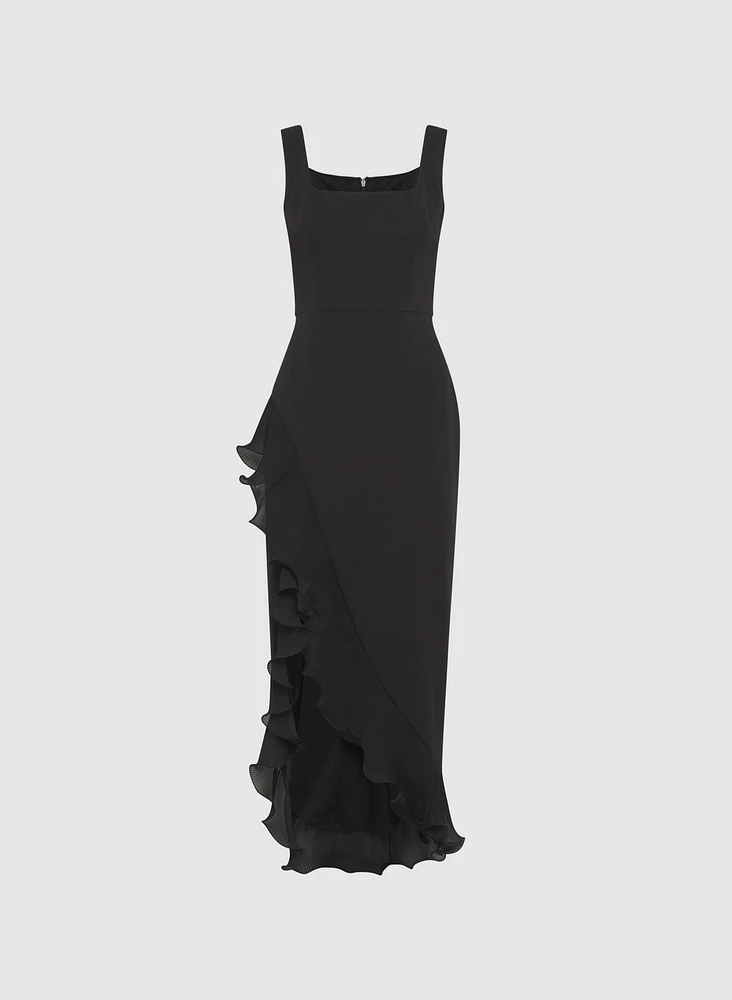 Spiral Flounce Hem Dress