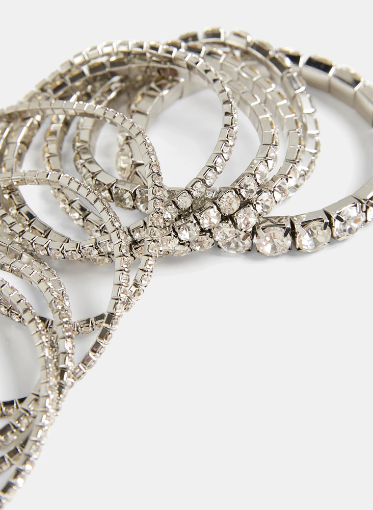 Multi-Row Crystal Stretch Bracelet