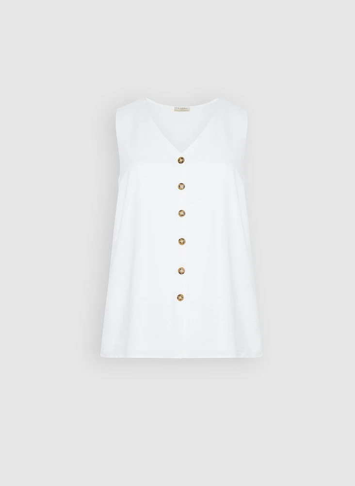 Sleeveless Button-Down Blouse