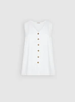 Sleeveless Button-Down Blouse