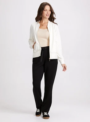 Long Sleeve Zip Cardigan & Pull-On Straight Leg Pants