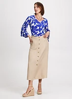 Bell Sleeve Top & Button Down Skirt