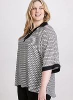 Geometric Contrast Blouse