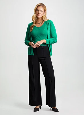 Knit Cardigan & Modern Fit Wide Leg Pants