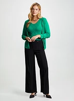 Knit Cardigan & Modern Fit Wide Leg Pants