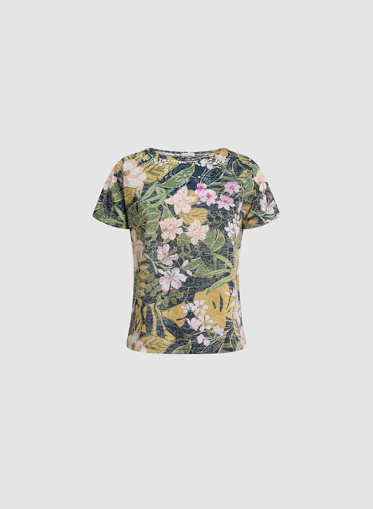 Openwork Floral Top