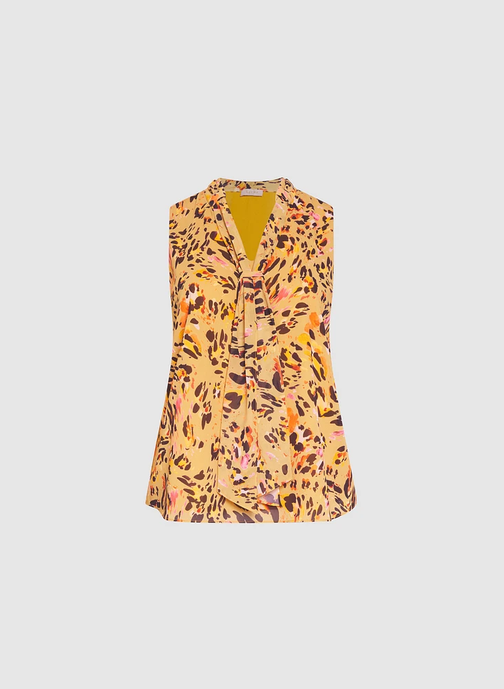 Sleeveless Leopard Print Blouse