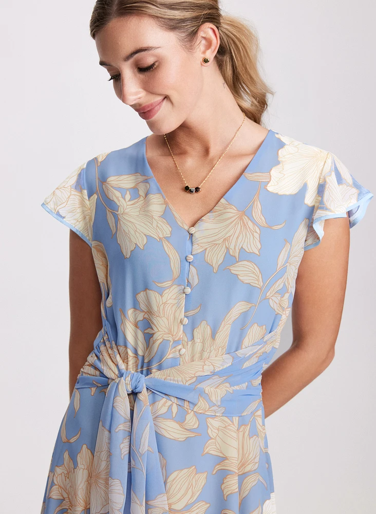 Belted Floral Dress